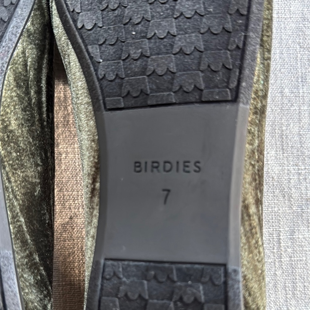 Birdies The Heron Loafers Green Crushed Velvet Flats Sz 7 - Picture 11 of 11